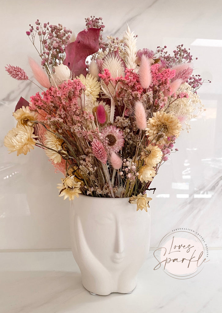 BLACK FRIDAY DEAL - Pink & White mix dried flower bouquet