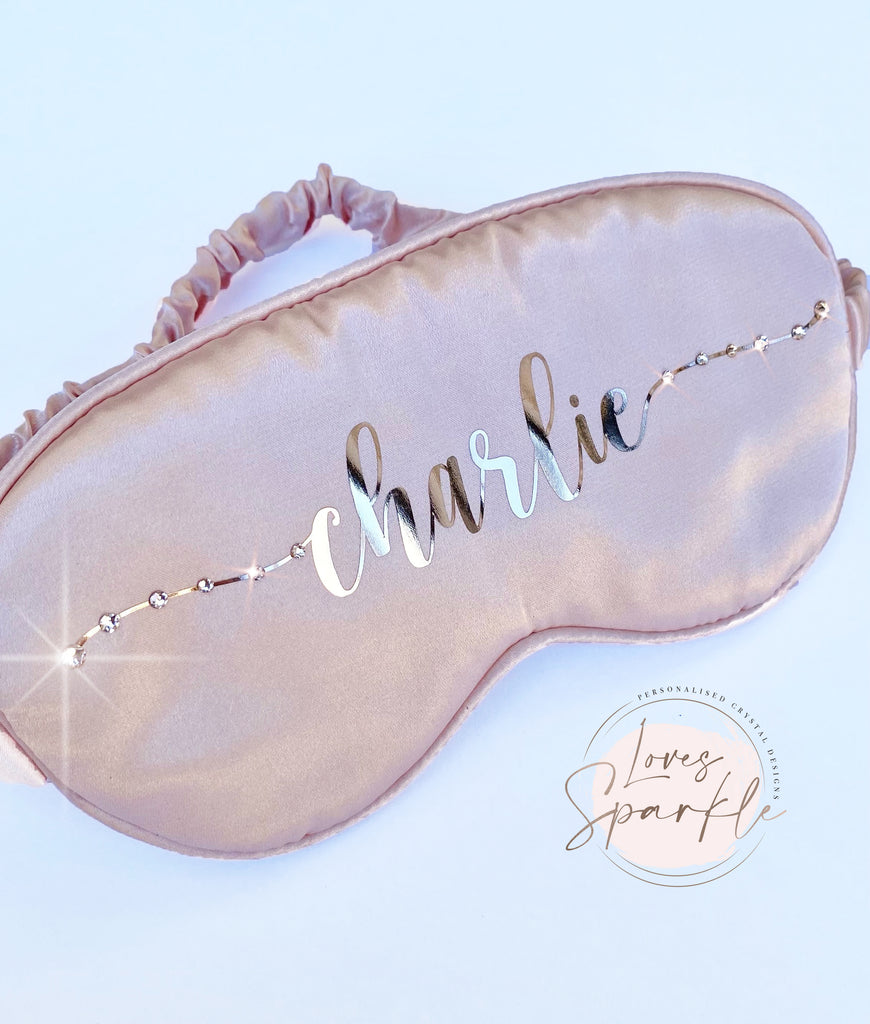 Personalised Satin Eye Mask With Crystals