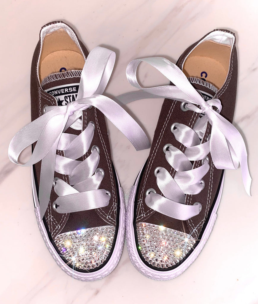 CHARCOAL GREY CRYSTAL CANVAS CONVERSE (LOW OR HIGHTOP)