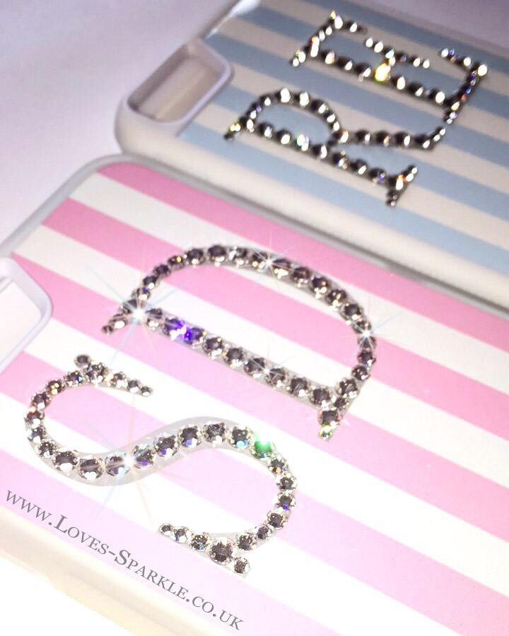 PIN STRIPE CRYSTAL INITIAL PHONE CASE (ANY 2 COLOURS)