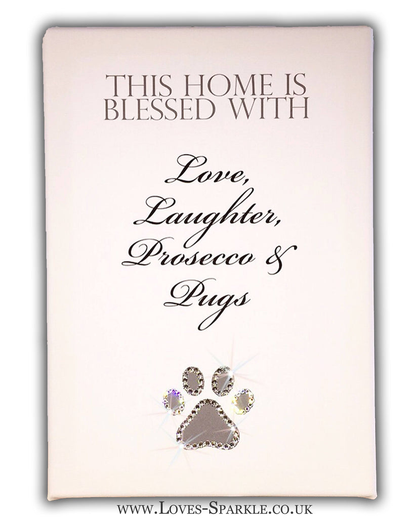 PERSONALISED BREED 'THIS HOME IS BLESSED WITH' CRYSTAL PAW CANVAS