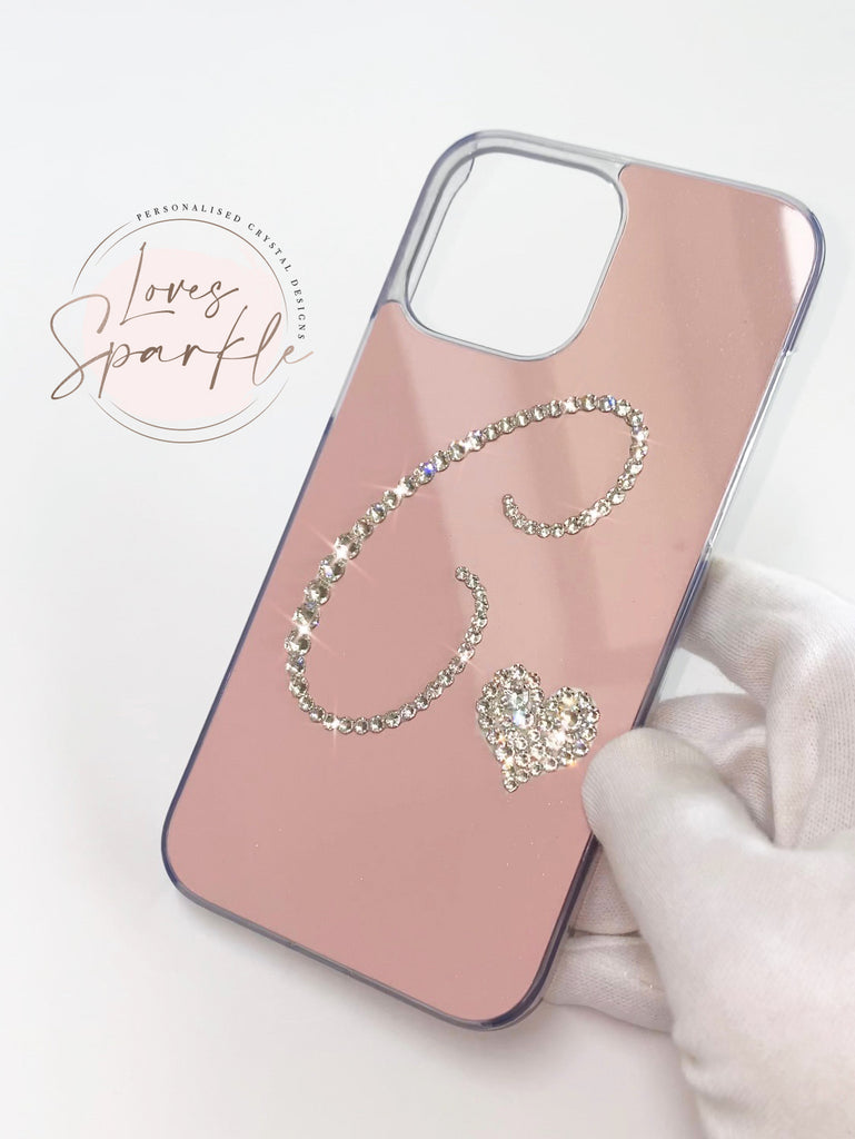 CRYSTAL INITIAL PHONE CASE (ANY COLOUR BACKGROUND)