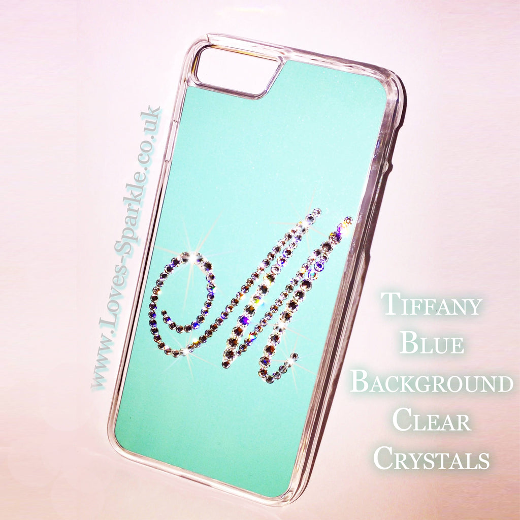 CRYSTAL INITIAL PHONE CASE (ANY COLOUR BACKGROUND)