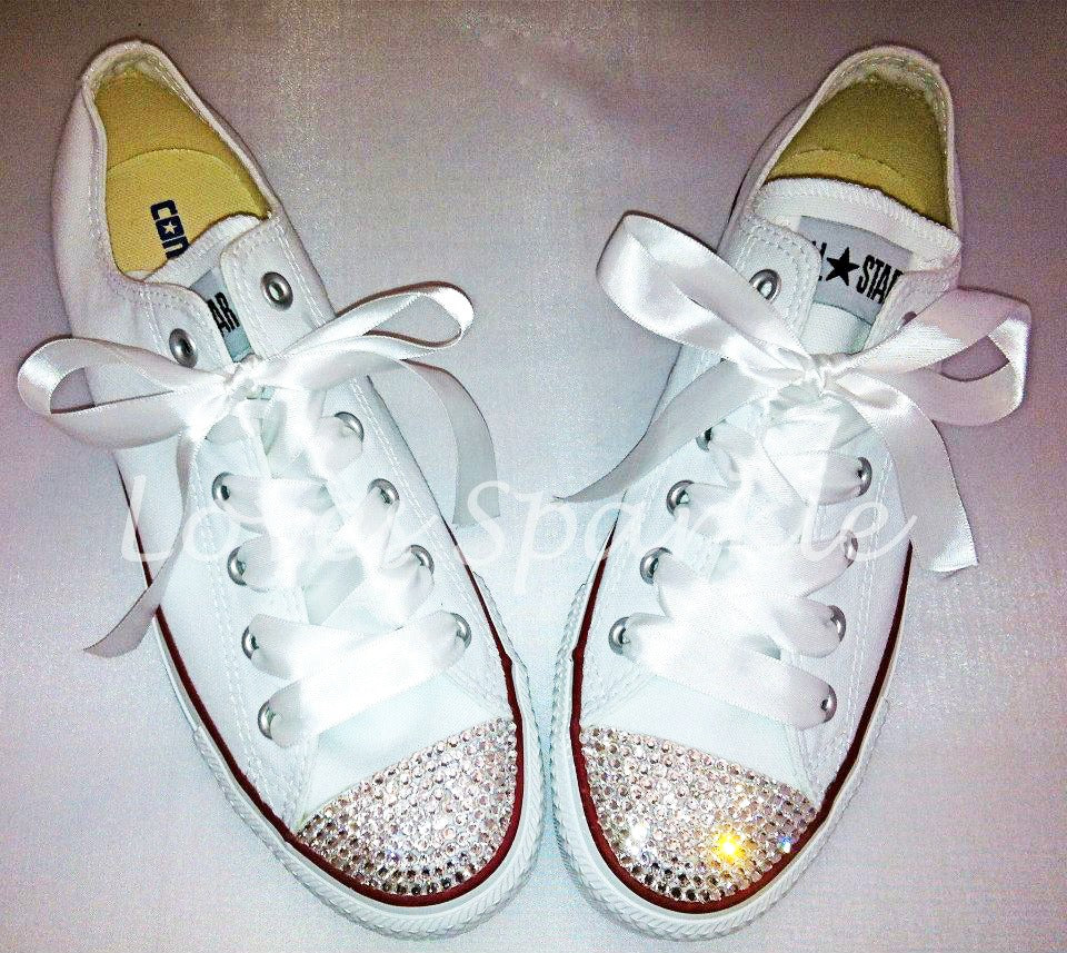 CLASSIC WHITE CRYSTAL CANVAS CONVERSE (LOW OR HIGHTOP)
